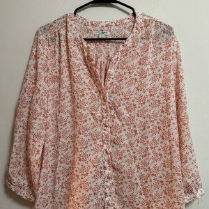 JACHS Girlfriend Floral Blouse - White‎ and Orange